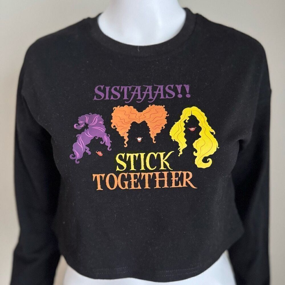 Hocus Pocus Sanderson Sisters Witches  Cropped Long Sleeve Tee Size XS